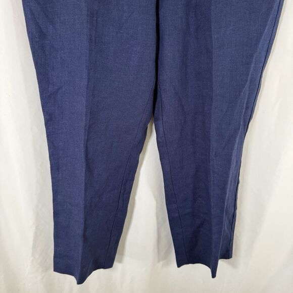 Coldwater Creek 100% Linen Pants Women's 12P Navy Blue Flat Front pockets - Picture 3 of 11